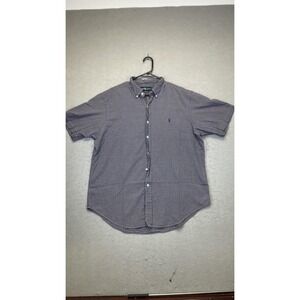 Ralph Lauren Shirt Mens XL Blue Red Plaid Classic‎ Fit Short Sleeve Button Up